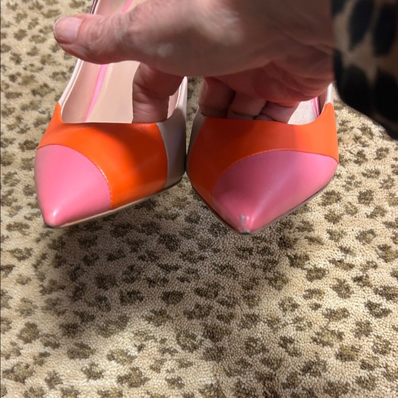 Kurt Geiger Two-Tone Pink and Orange Pointed-Toe Pumps - Picture 2 of 5